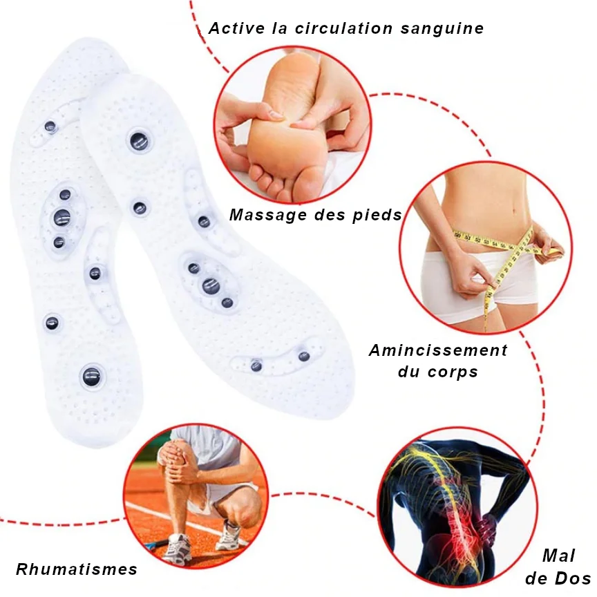 Semelles de massage des pieds magnétiques bienfaits santé