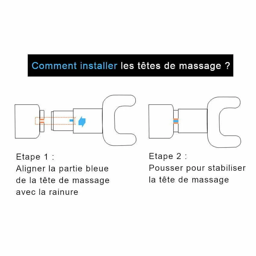 pistolet massage - changement tête massage